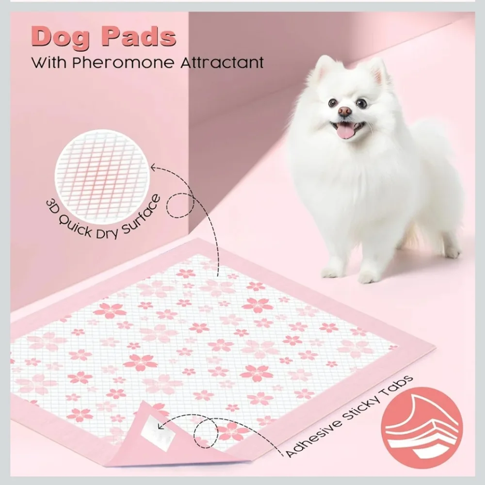 22x22 100 Pcs Pink Floral Potty Training Pee Pads